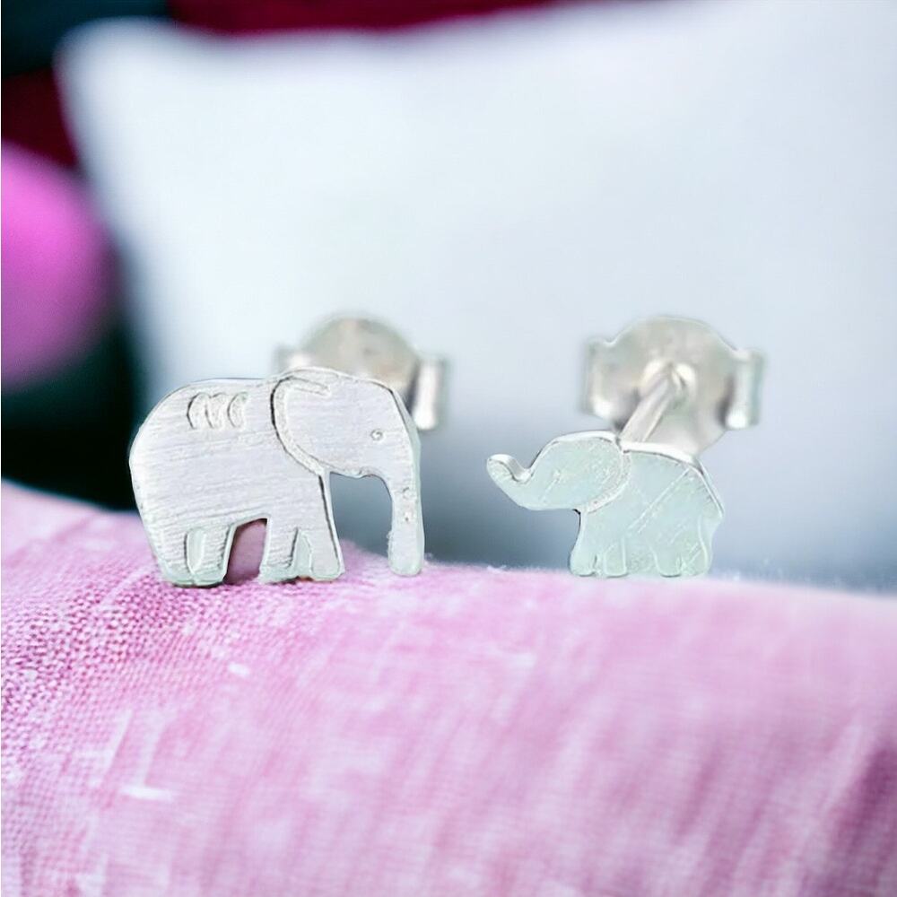 NEW sterling silver mom baby elephant animal stud earrings jewelry B16A - Picture 2 of 8